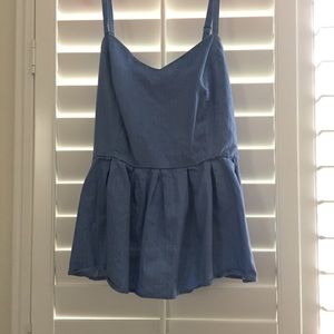 Denim blue babydoll tank top